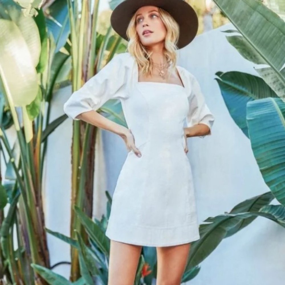 Astr the Label Rabia Puff Sleeve White Mini Dress | Medium - Picture 4 of 7
